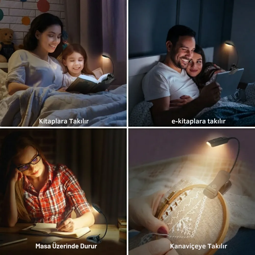 Glocusent Cep Boy Klipsli Okuma Lambası 3 Renk, 9 Işık Ayarı, Usb-c Hızlı Şarj - Yeşil