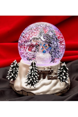 El Boyaması,müzikli Ve Kendinden Üflemeli, Kardan Adam Yapan Kız. Büyük Noel Kar Küresi.