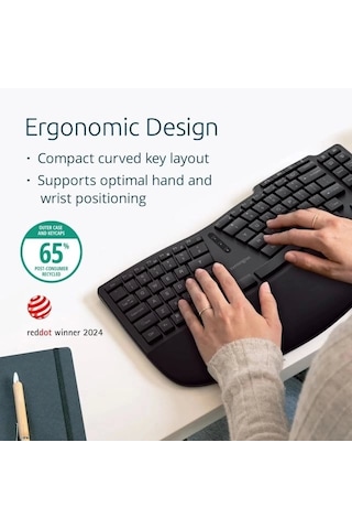 Kensington Pro Fit Ergonomik Kablosuz Klavye K75406us Black Rechargeable Keyboard
