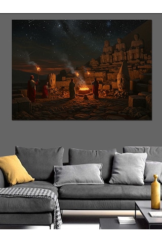 Nemrut Dağı Ve Gece Dekoratif Kanvas - Mdf Ahşap Tablo