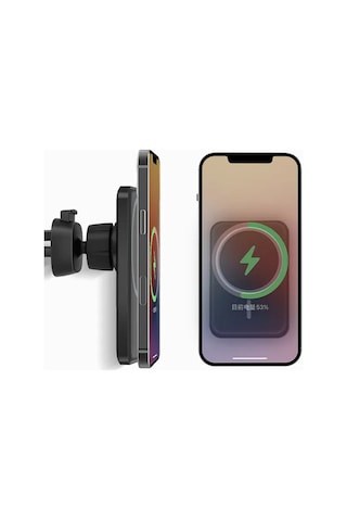 Thentech Klima Menfezine Takılan Kablosuz Şarj Telefon Tutucu Magsafe Özellikli Mıknatıslı 15w Kablosuz Şarj Siyah