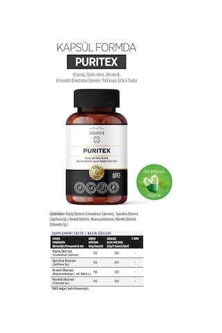 Erbatab Puritex Takviye Edici Gıda 60 Kapsül