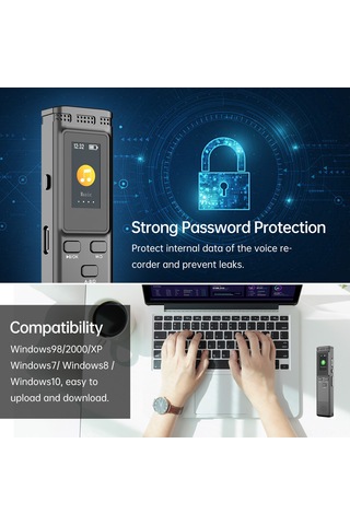 Xindoker K66 8gb Hafızalı Profesyonel Ses Kayıt Cihazı - 30 Saat Kayıt, Yüksek Kaliteli 1536kbps, Şarj Edilebilir Batarya Gümüş