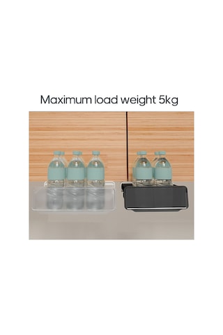 Tenfowee Masa Altı Gizli Çekmeceli Organizasyon Kutusu - Çift Katlı, Deliksiz, Siyah, Kompakt Tasarım Siyah