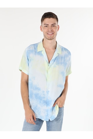 Colin's Regular Fit Shirt Neck Baskılı Mavi Erkek Kısa Kol Gömlek CL1059262_Q1.V1_BLE Mavi
