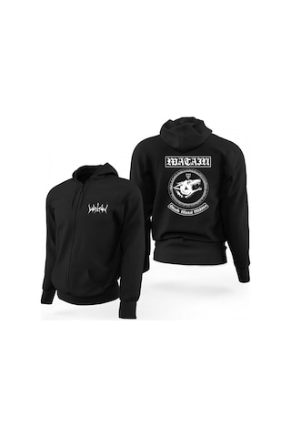 Watain Black Metal Militia Siyah Fermuarlı Limited Edition Kapşonlu Sweatshirt Siyah