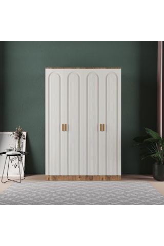 Mila 4 Kapaklı Eko Bazalı Gardırop - Mdf Kapak Aytaşı