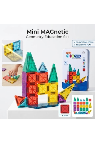 Seyahat Tipi Metal Kutulu Mini Magnetic Yapı Blokları 3d Puzzle 32 Parça