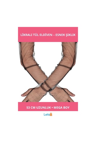 Letsii Uzun Boy Likralı Siyah Mega Tül Eldiven 53 Cm Çok Renkli