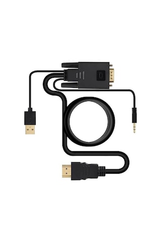 Koodmax - Vga To Hdmi Kablo Çevirici Dönüştürücü 3.5mm Ses Ve Usb Güç Destekli - 1080p - 2 Metre