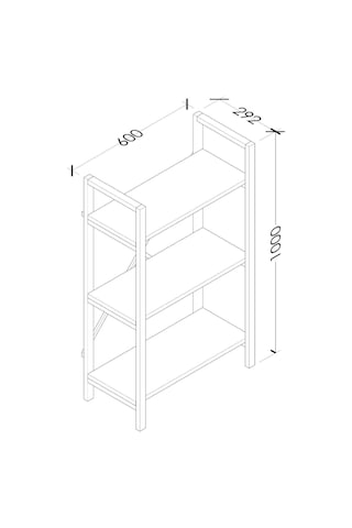 Hera 3 Raflı Metal Kitaplık Atlantik Çam 60cm