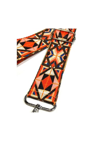 Karan Tuhafiye Otantik Desenli Çanta Sapı / Ayarlanabilir Palaska / Polyester Çanta Sapı Turuncu