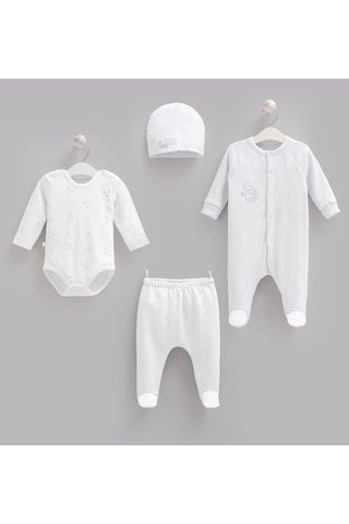 Caramell Pamuk 4lü Tulumlu Teddy Bear Set 0-3 Ay 50-56 Cm Mavi Crml.ze2517.mvi