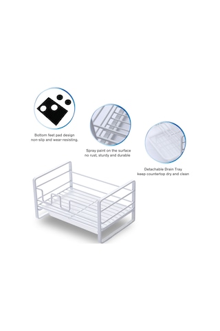 Ruicoo Beyaz Demir Sponge Rakusu - Mutfak Lavabo Sulama Tüpü, Banyo Sabunu Ve Fırça Depolama İçin Mini Sıvı Akıtıcı Rak Beyaz