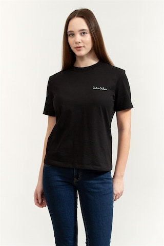 Calvin Klein Kadın Regular Fit Yuvarlak Yakalı %100 Pamuklu Kısa Kollu Siyah T-shirt Lv047e809g-ub1-12826 Siyah