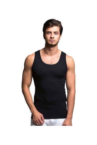 Thermoform Bambu Erkek Kolsuz Bisiklet Yaka Atlet Ve Slip Külot Seti Siyah Çok Renkli