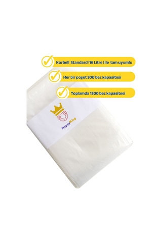 Korbell 15 L ve 16 L Uyumlu  Yerli Çöp Poşeti 1500 Bez Kapasiteli 3 Adet