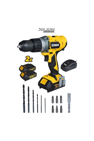Rtrmax RTX1820SET Şarjlı Darbeli Matkap + Bits Uç + Kemer Klipsli Adaptör Seti + Uç Tutucu + Eldiven 4'lü Set