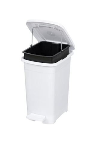 Omnipazar Elf-i343 Slim Pedallı Plastik Çöp Kovası İç Kovalı 15 Lt Beyaz