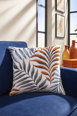 Duck Çiçekli Kırlent Kılıfı Kiremit Mavi 40x40 Kiremit - lacivert