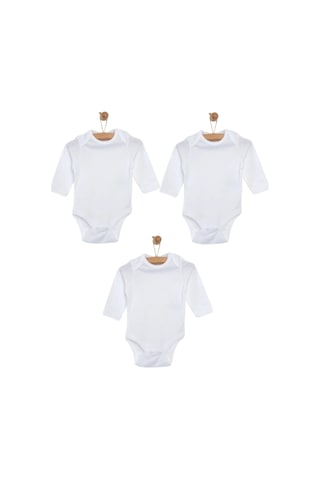 Mixibaby Mixi Baby %100 Pamuklu Çıtçıtlı Uzun Kol Bebek Body 3'lü Set Unisex Beyaz