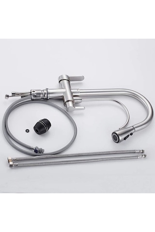 Fleko Arıtmalı Spiralli Pull-out Mutfak Bataryası Krom