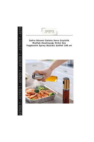 Sofra Düzeni Salata Sosu Çeyizlik Mutfak Zeytinyağı Sirke Sos Yağdanlık Sprey Başlıklı Şeffaf 100 Ml
