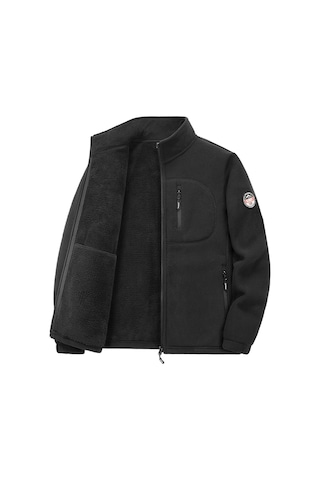 İkkb Erkek Sonbahar Kış Polar Dik Yaka Sıcak Ceket Siyah