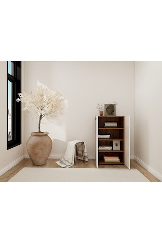 2 Kapaklı Çok Amaçlı Amalfi Beyaz Dolap Kahverengi - Beyaz