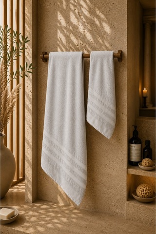 Sahra Model 2'li Banyo Havlu Seti Gri