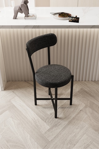 Sandalye 1 Adet Keten Kumaş Metal Ayak Modern Mutfak Sandalyesi Cafe Balkon Ofis Teddy 9817 Anstrast Çok Renkli