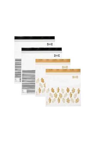 Ikea Orta Boy Çift Mühürlü Tekrar Kullanılabilir Gıda Torbaları, 1,2 Ve 2,5 Litre, Siyah Çizgili/sarı Yaprak - 100 Adetlik Set Sku: Smg8690010578099 Açık
