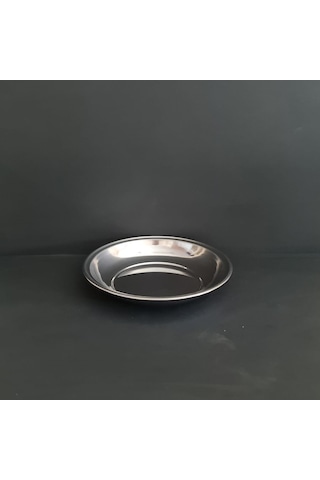 12 Adet 430 Kalite Paslanmaz Çelik Paça Yemek Tabağı 20 Cm Derinlik 3 Cm Gümüş