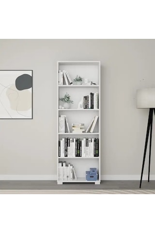 Lucas Serisi Mat Beyaz 5 Raflı Kitaplık Beyaz