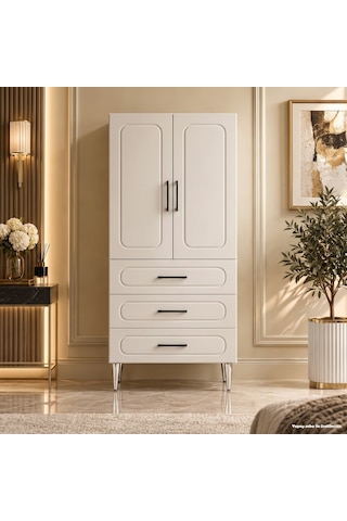 Ostuni Çok Amaçlı Dolap 60 Cm 2 Kapak 3 Çekmece Soft Beyaz - Çok Amaçlı Kiler Dolabı Mavi