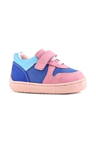 Rakerplus Bob Hakiki Deri Mavi Pembe Barefoot Cırtlı Lastikli Bebek Sneaker Ayakkabı Pembe