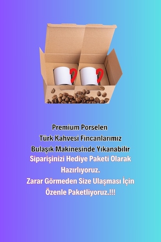 Sevgililer Günü Yukarı Bak Yaşlı Çift Baskılı 2 Li Türk Kahvesi Fincanı Hediye Seti Kırmızı Beyaz Kırmızı - Beyaz