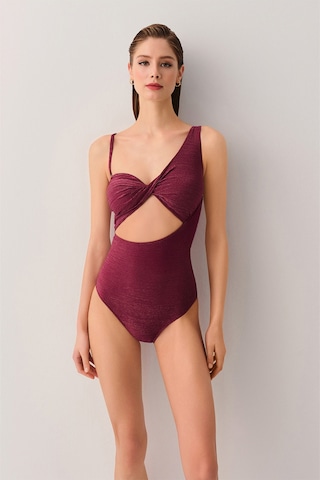 Suwen Jenny Tek Omuz Mayo Sb2549013891389 Parlak Mor