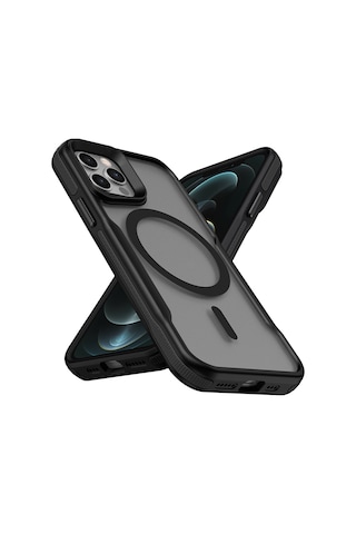 Apple Uyumlu iPhone 12 Pro Max Uyumlu Magsafe Şarj Özellikli Renkli Kenar Airbag Şeritli Zore Lamer Kapak-siyah - Apple Uyumlu iPhone 12 Pro Max Uyumlu Magsafe Şarj Özellikli Renkli Kenar Airbag Şeritli Zore Lamer Kapak-siyah -