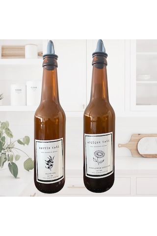 2'li Zeytinyağı Ve Sıvıyağ Şişesi Yağdanlık 750 Ml Çok Renkli
