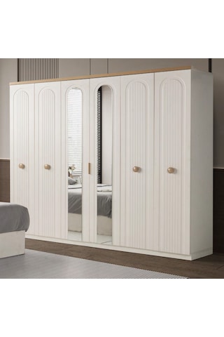 Seren Mdf 6 Kapaklı Gardırop Ve Yatak Odası Takımı Başlık Dahil Baza Hariç