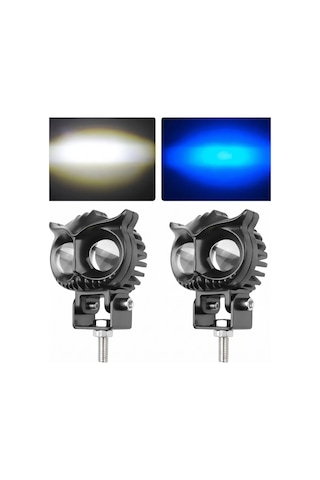 Baykuş Led Sis Farı Çakarlı 4 Fonksiyon Çift Renk Buz Mavi-beyaz Moto-offroad-suv