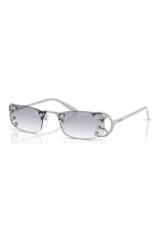 Prada Pr C57s 28h40v 52 Unisex Dikdörtgen Degrade Gümüş Metal Güneş Gözlüğü Gri