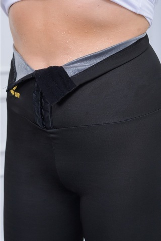 Kadın Ekstra Yüksek Bel Agraflı Sauna Termal Inceltici Zayıflama 3 Kademeli Agraflı Tayt Siyah