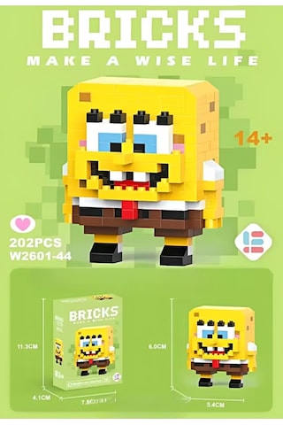 Bricks Sünger Bob Ve Patrick 2'li Figür 3d Yapboz Puzzle Yapı Taş