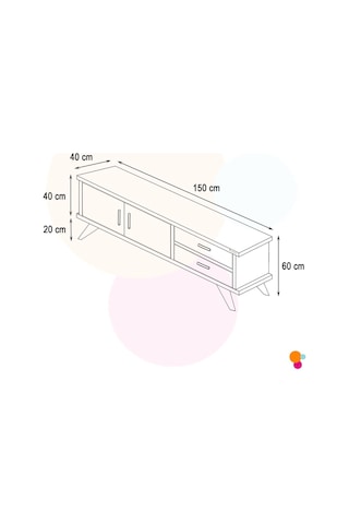 Claros Tv Sehpası Tv Ünitesi 150x40x60 Cm Tv Standı Meşe - Beyaz