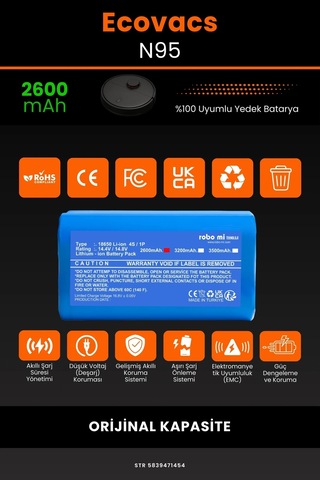 Ecovacs Deboot N95 2600mah Robot Süpürge Bataryası