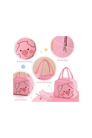 Karikatür Domuz Öğle Yemeği Çantası Sevimli Öğle Yemeği Çantası Taşınabilir Öğle Yemeği Kutusu Büyük Öğle Yemeği Çantası Su Geçirmez Yalıtımlı Öğle Yemeği Çantası Diğer