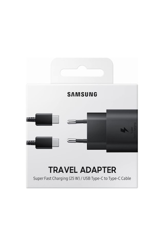 Samsung Uyumlu Ta800 Type-C Hızlı Şarj Aleti Kablo Set 25W Siyah (486518385)