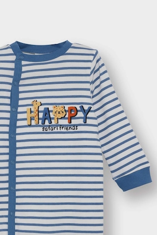 Defacto Erkek Bebek Yenidoğan Baskılı Çizgili Fitilli Kaşkorse Çıtçıtlı Uzun Kollu Tulum F2213a525aube88 Mavi